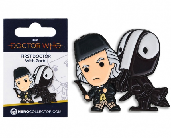 Doctor Who First Doctor & Zarbi Chibi Style Pin Badge