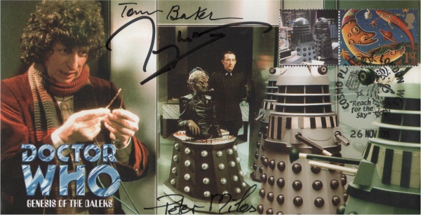 Doctor Who Genesis of the Daleks Collectable Stamp Cover Signed by TOM BAKER
