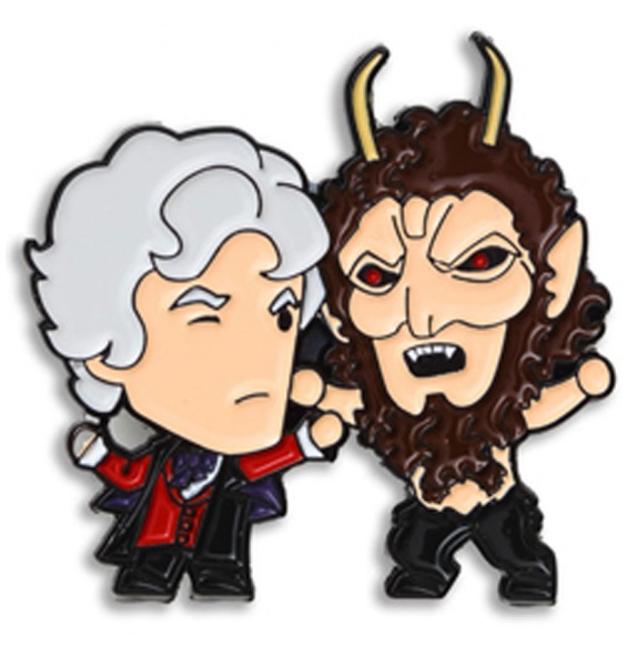 Doctor Who Third Doctor & Azal Chibi Style Pin Badge