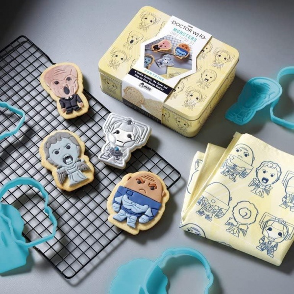 Doctor Who Monsters Cookie Cutter & Tea Towel Set in Tin