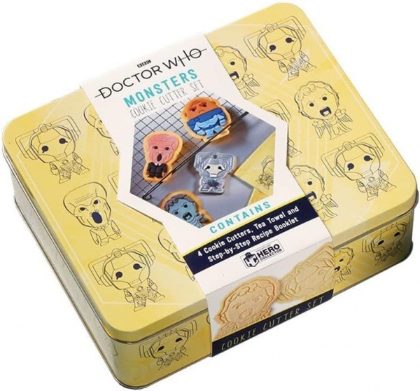 Doctor Who Monsters Cookie Cutter & Tea Towel Set in Tin