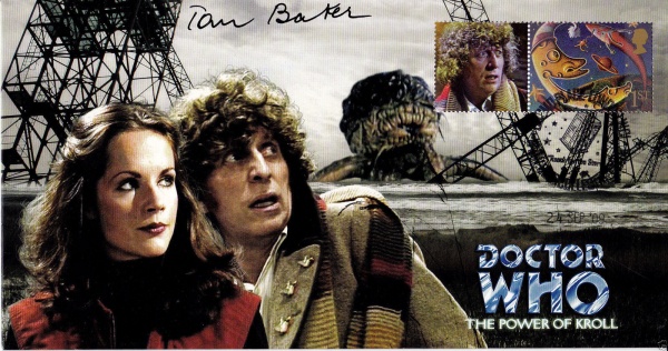 Doctor Who The Power of Kroll Collectable Stamp Cover Signed by TOM BAKER