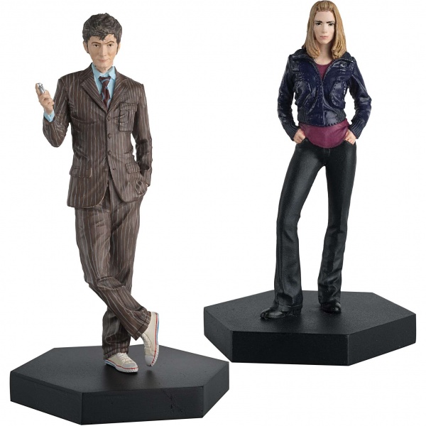 Doctor Who Companion Figure Set The 10th Doctor & Rose Tyler Eaglemoss Box Set #2 DAMAGED PACKAGING