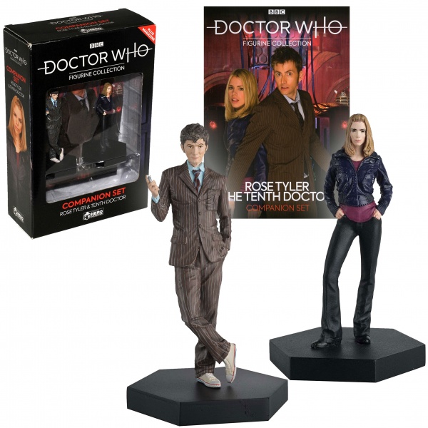 Doctor Who Companion Figure Set The 10th Doctor & Rose Tyler Eaglemoss Box Set #2 DAMAGED PACKAGING