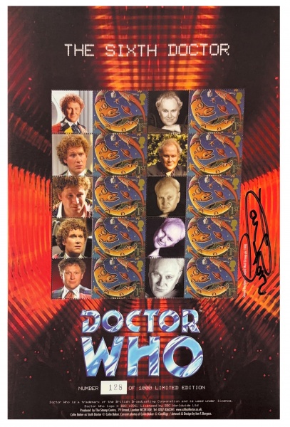 The 6th Doctor Who Stamp Sheet Limited Edition Signed by Colin Baker