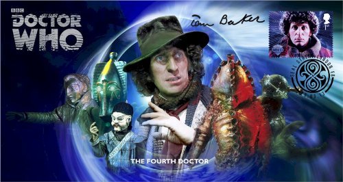 The Fourth Doctor Who DOCTOR SERIES 50th Anniversary Stamp First Day Cover Signed TOM BAKER