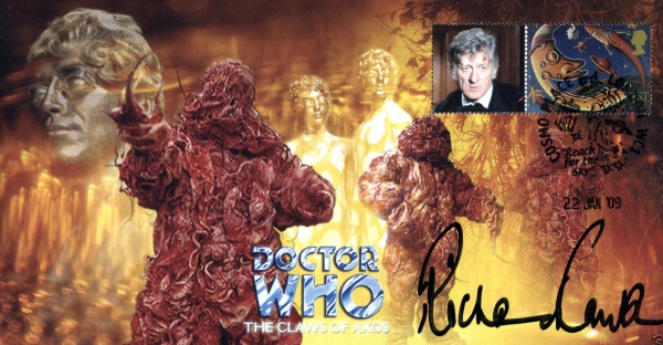 Doctor Who The Claws of Axos Collectable Stamp Cover Signed by RICHARD FRANKLIN