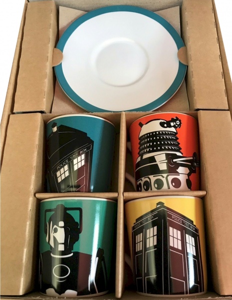 Doctor Who Espresso Coffee Cups Set of 4 with Colourful Designs