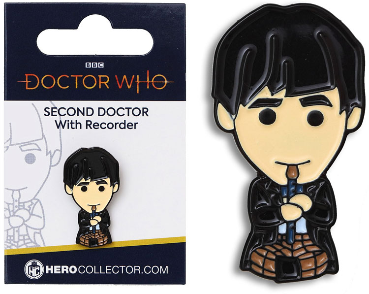 Doctor Who Second Doctor & Recorder Chibi Style Pin Badge