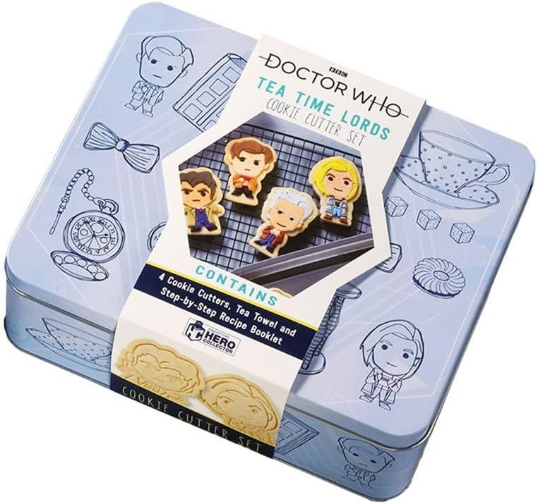 Doctor Who Time Lord Cookie Cutter & Tea Towel Set in Tin