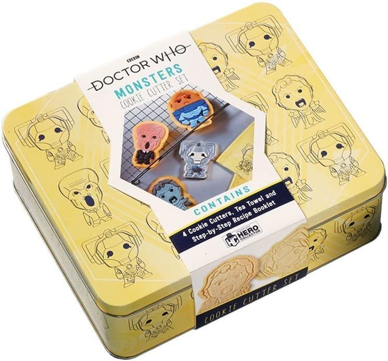 Doctor Who Monsters Cookie Cutter & Tea Towel Set in Tin