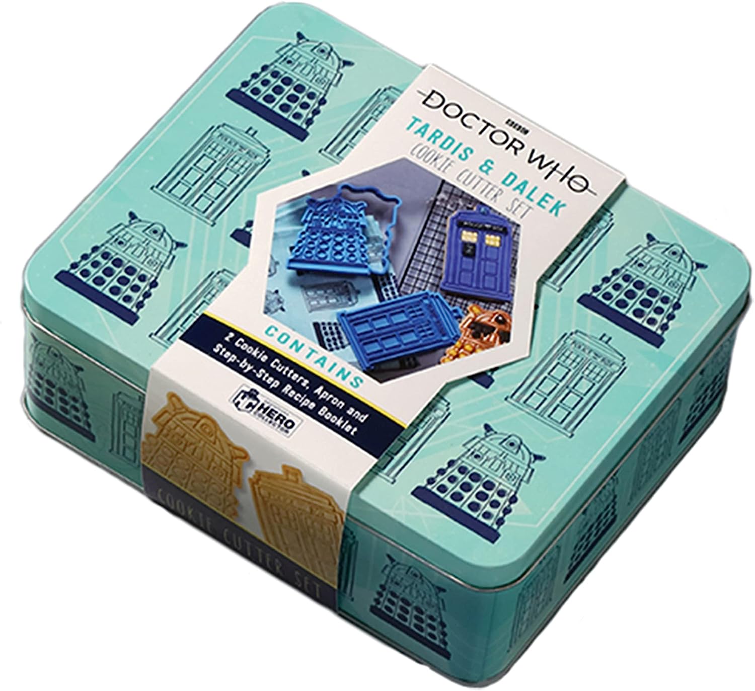 Doctor Who Tardis & Dalek Cookie Cutter & Apron Set in Tin