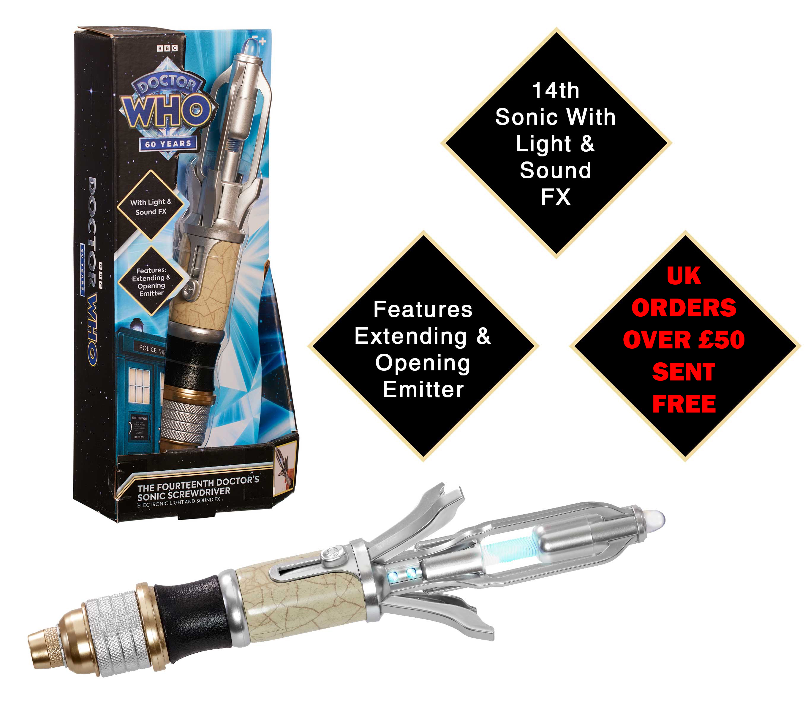 Doctor Who The 14th Doctors Replica Sonic Screwdriver