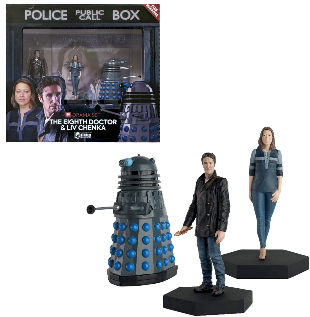 Doctor Who Companion Figure Set The 8th Doctor & Liv Chenka Eaglemoss Box Set #10