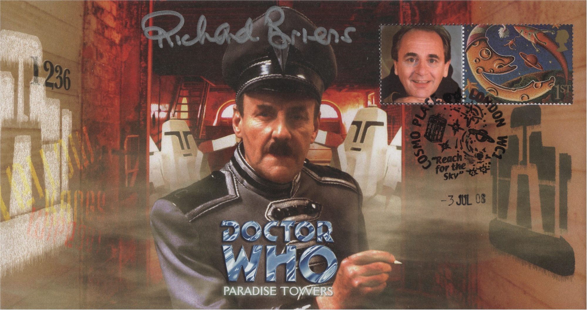 Doctor Who Paradise Towers Collectible Stamp Cover Signed by RICHARD BRIERS