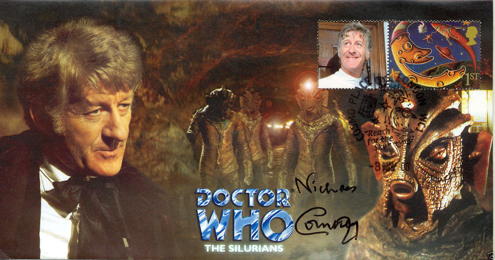 Doctor Who The Silurians Collectible Stamp Cover Signed by NICHOLAS COURTNEY