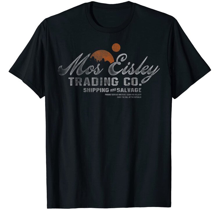 Star Wars A New Hope Mos Eisley Trading Co. Black Adult T Shirts Serving Who fans and collectors since the 1990s