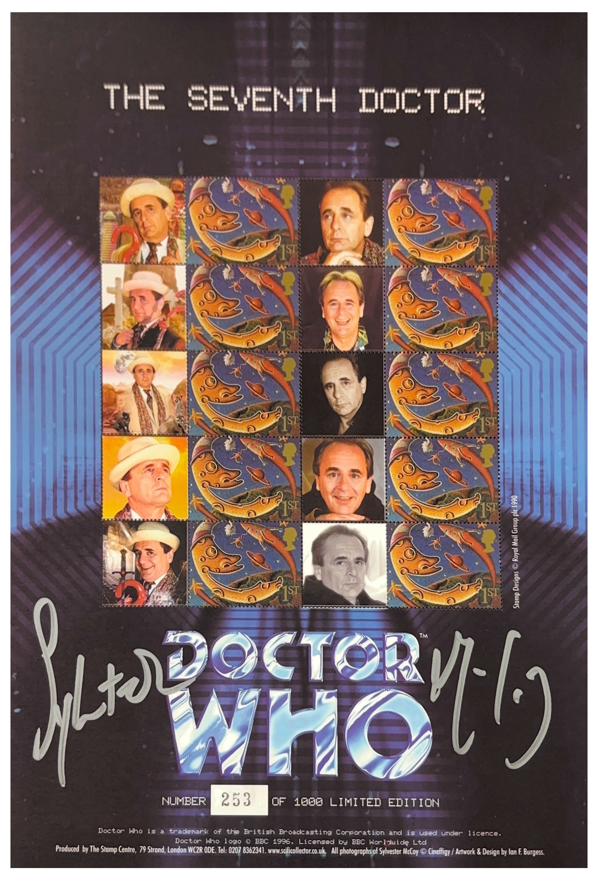 The 7th Doctor Who Stamp Sheet Limited Edition Signed by Sylvester McCoy