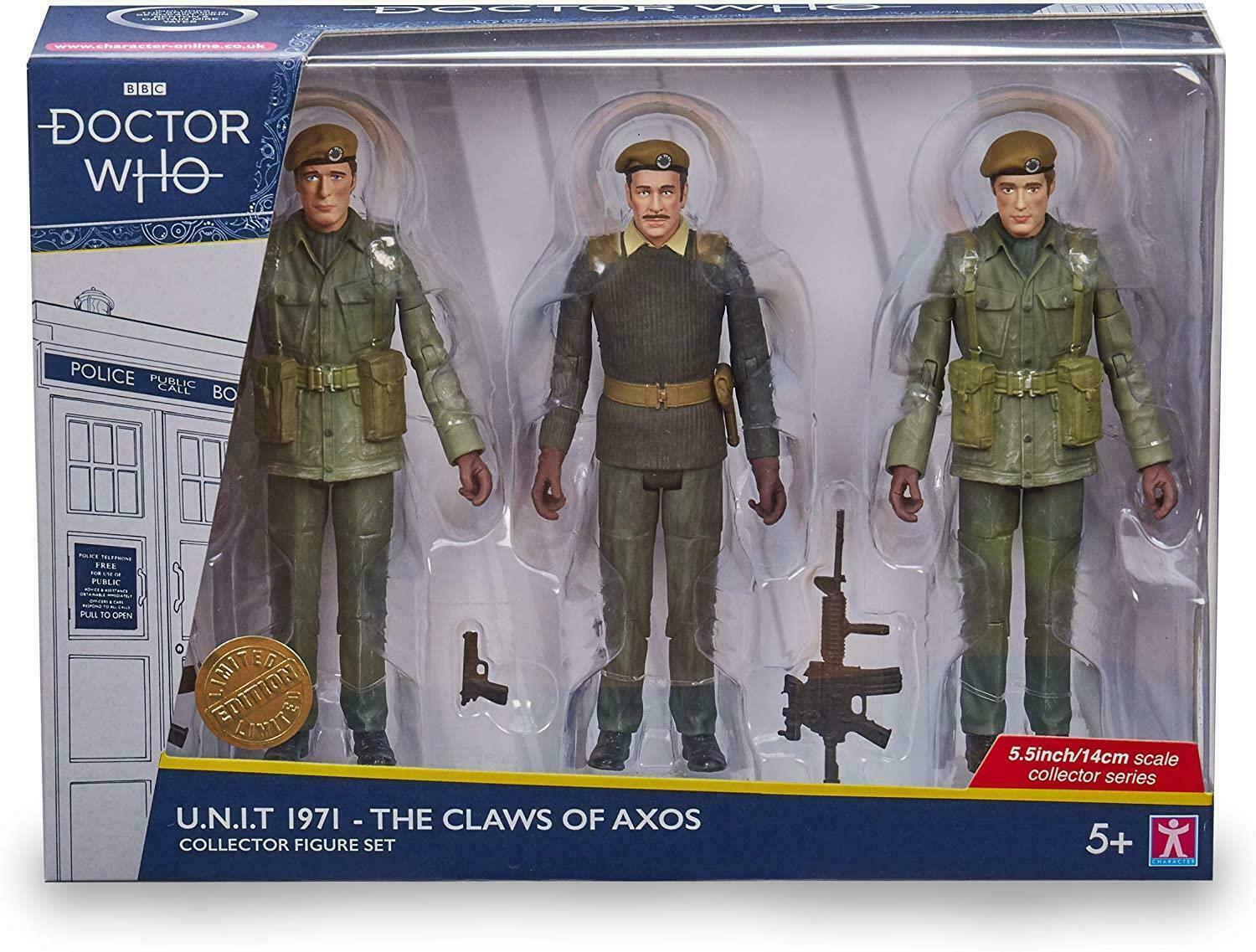 Doctor Who U.N.I.T Action Figures 1971 The Claws Of Axos Collectors Set