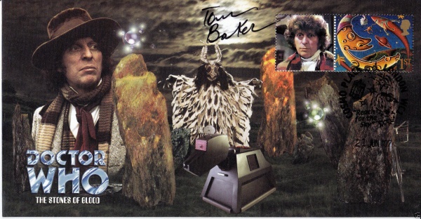 Doctor Who The Stones of Blood Collectable Stamp Cover Signed by TOM BAKER